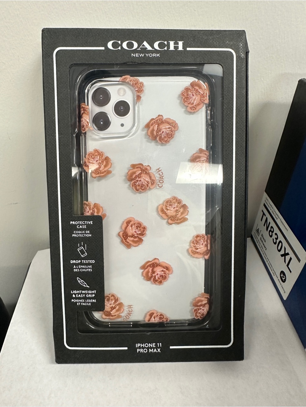 Coach Protective Case iPhone 11 Pro Max "Dreamy Peony Clear Pink Glitter"